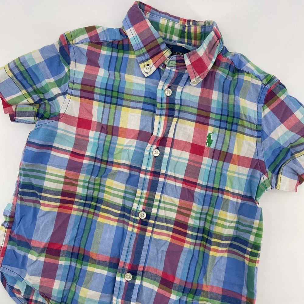 Ralph Lauren 3/3T Plaid Short Sleeve Button Down Shirt‎ Kids Children